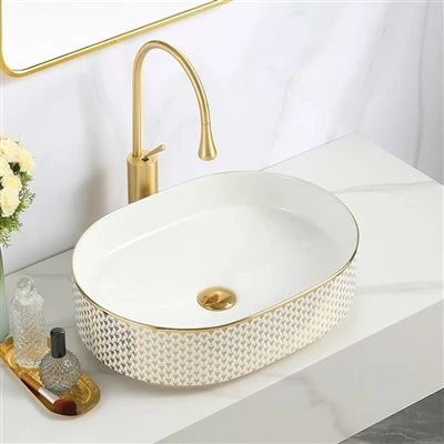 Gouden Crackle Glaze Electropated Basin mei marmer