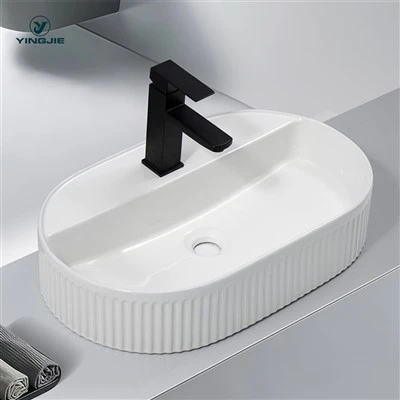 Oval Ribbed Elegance Countertop Basin